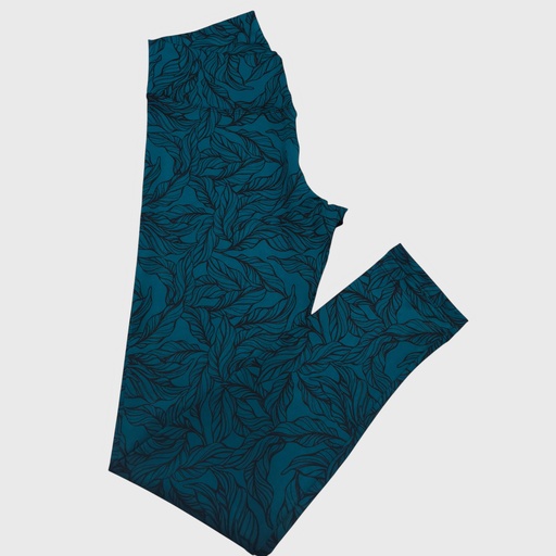 [legging-azulmandalahojas-m] Legging Azul Mandala Hojas Talla M